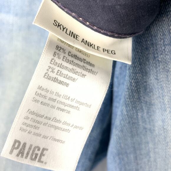 Paige Skyline Ankle Peg Jeans Womens Size 28 Distressed Denim Step Hem - Picture 7 of 7